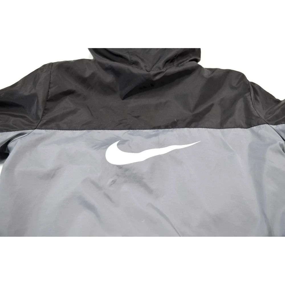Nike Boys Hooded Gray Black Jacket Fleece Lining Size L / 6-7  Years  JUST DO IT
